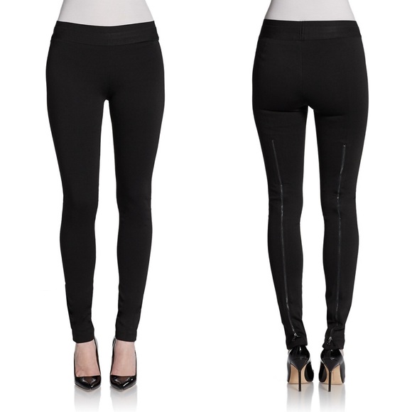 Vintage BCBGMaxAzria Black Mid Rise Legging w/ Back Leg Zippers - Picture 2 of 11